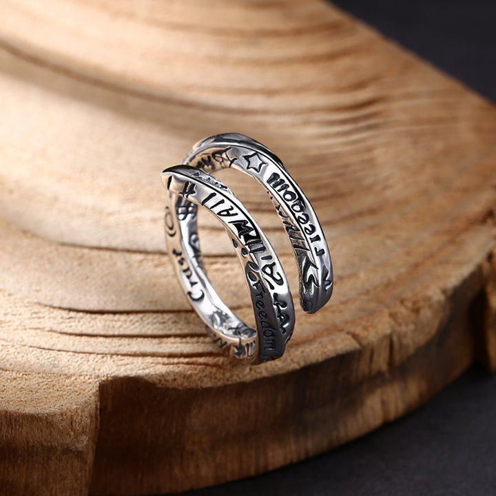 Personalized Graffiti 925 Sterling Silver Open Ring