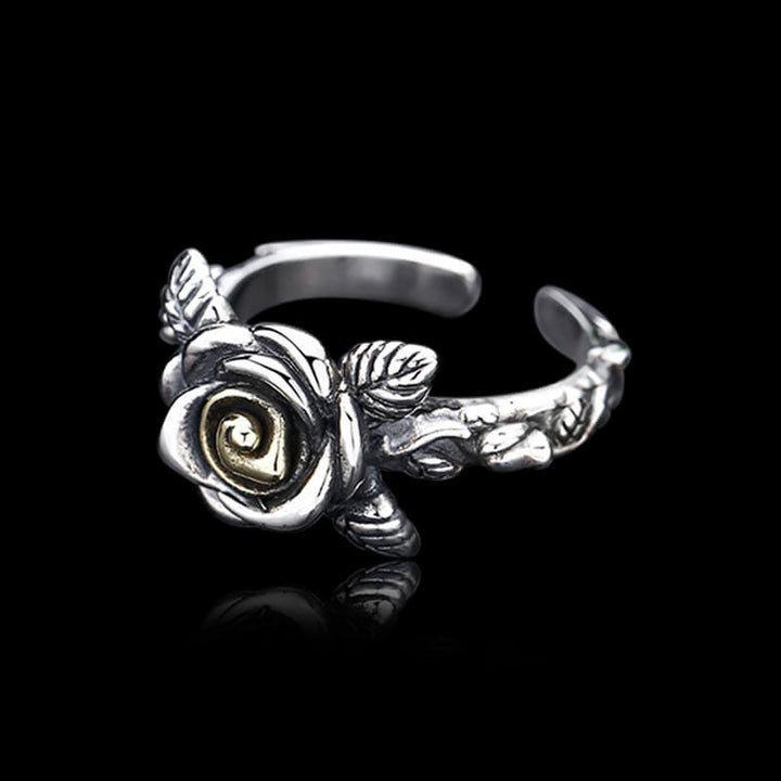 Personalized Vintage Rose 925 Sterling Silver Open Ring 03 | RoyalLuster.com