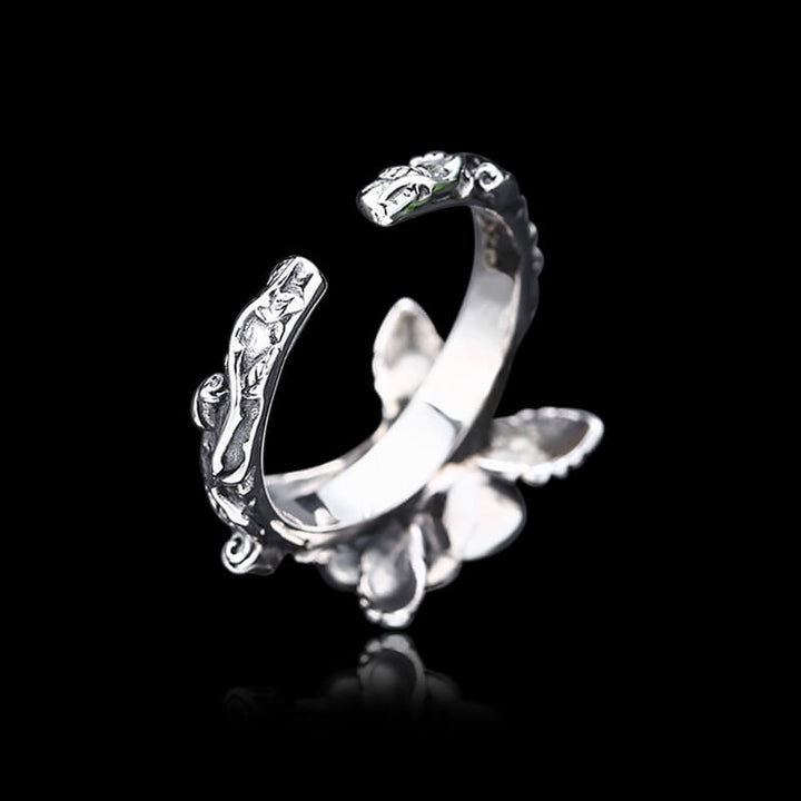 Personalized Vintage Rose 925 Sterling Silver Open Ring