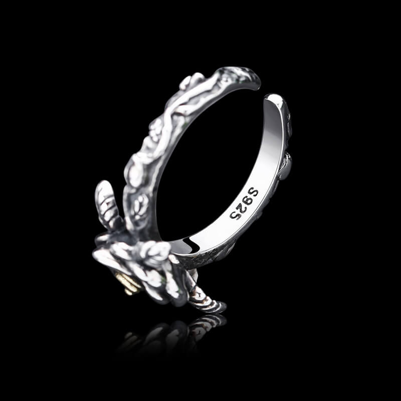 Personalized Vintage Rose 925 Sterling Silver Open Ring