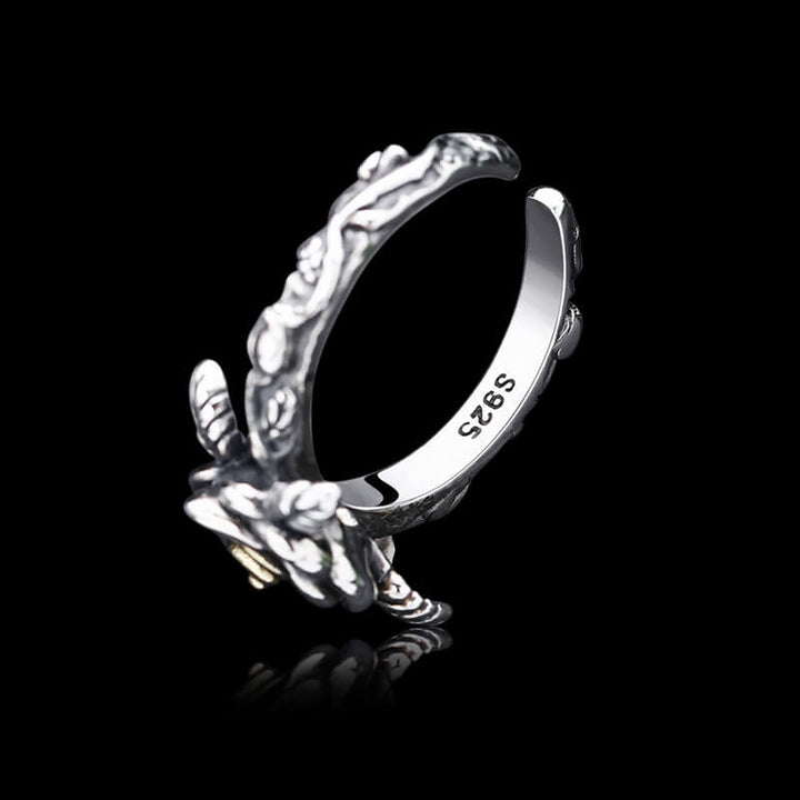 Personalized Vintage Rose 925 Sterling Silver Open Ring