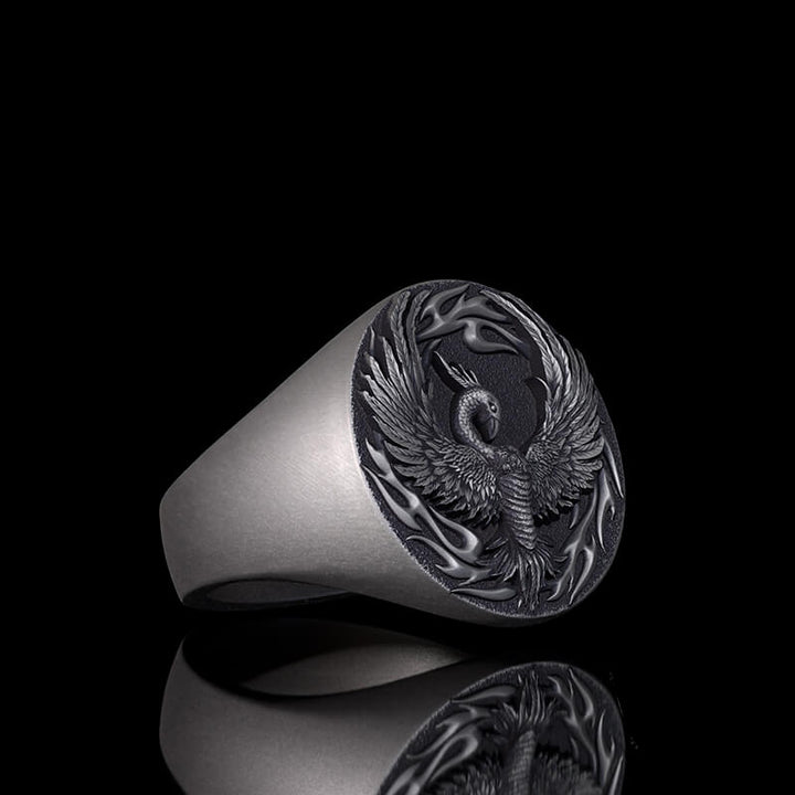 Phoenix Flame Pattern Sterling Silver Ring | RoyalLuster.com