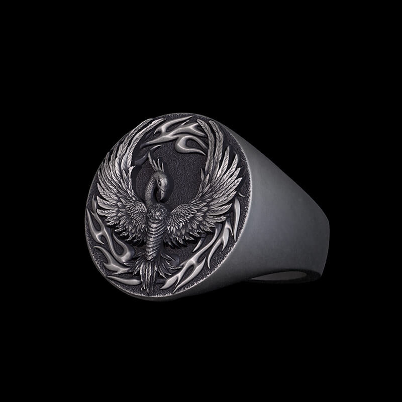 Phoenix Flame Pattern Sterling Silver Ring | RoyalLuster.com