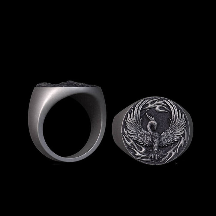 Phoenix Flame Pattern Sterling Silver Ring | RoyalLuster.com