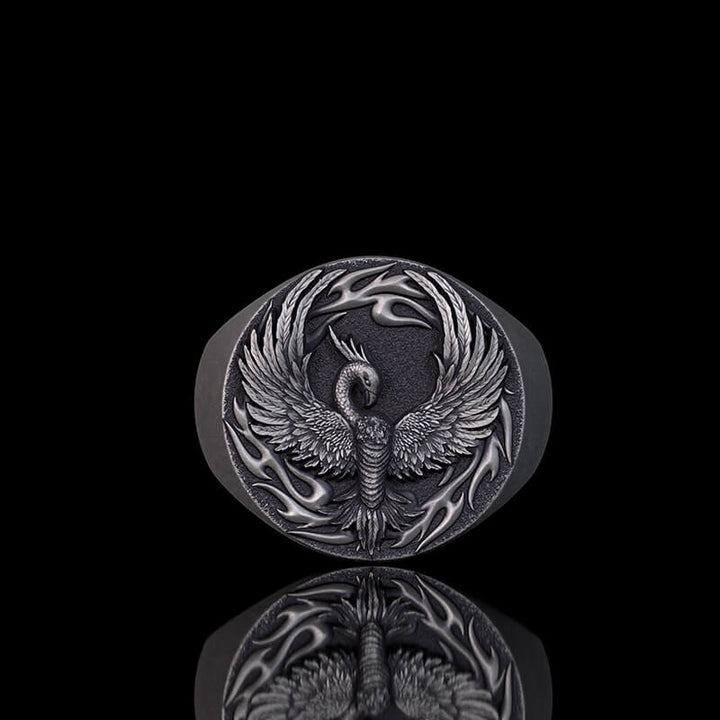 Phoenix Flame Pattern Sterling Silver Ring | RoyalLuster.com