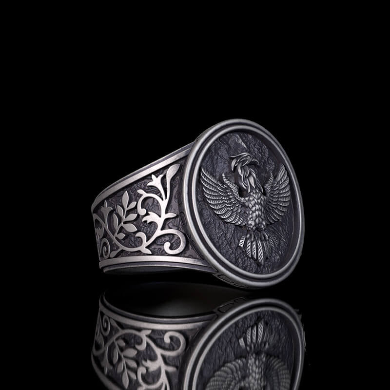 Phoenix Vine Pattern Sterling Silver Ring | RoyalLuster.com