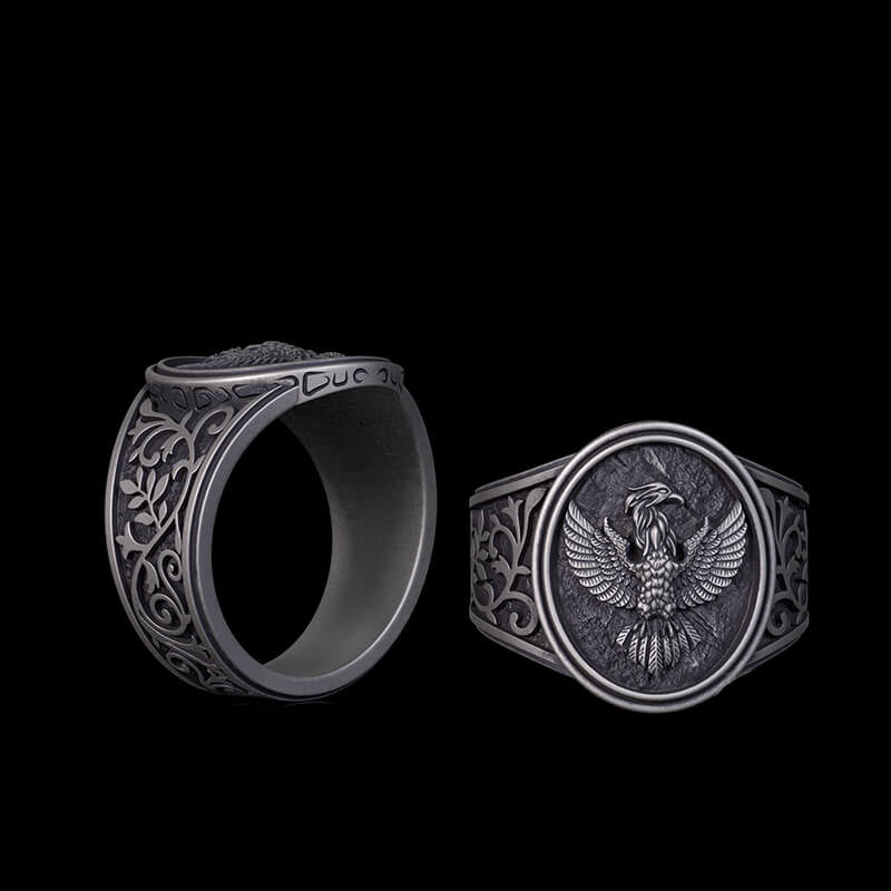 Phoenix Vine Pattern Sterling Silver Ring | RoyalLuster.com