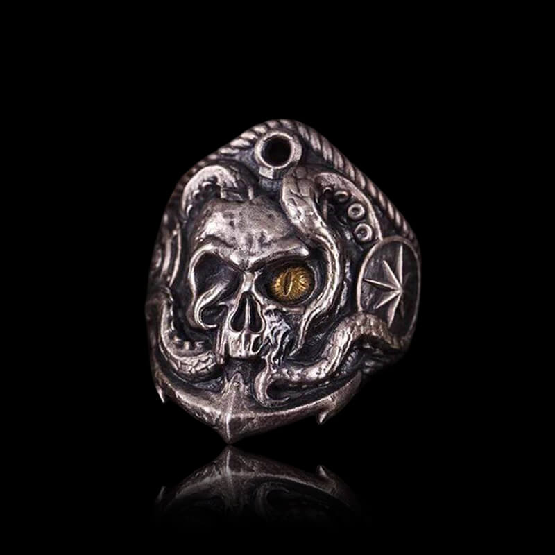Pirate Anchor 925 Sterling Silver Skull Ring