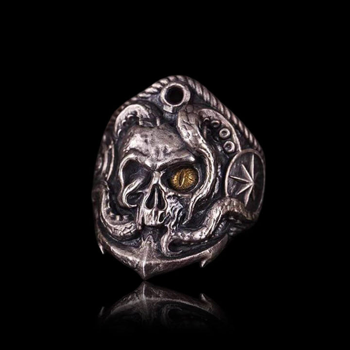 Pirate Anchor 925 Sterling Silver Skull Ring