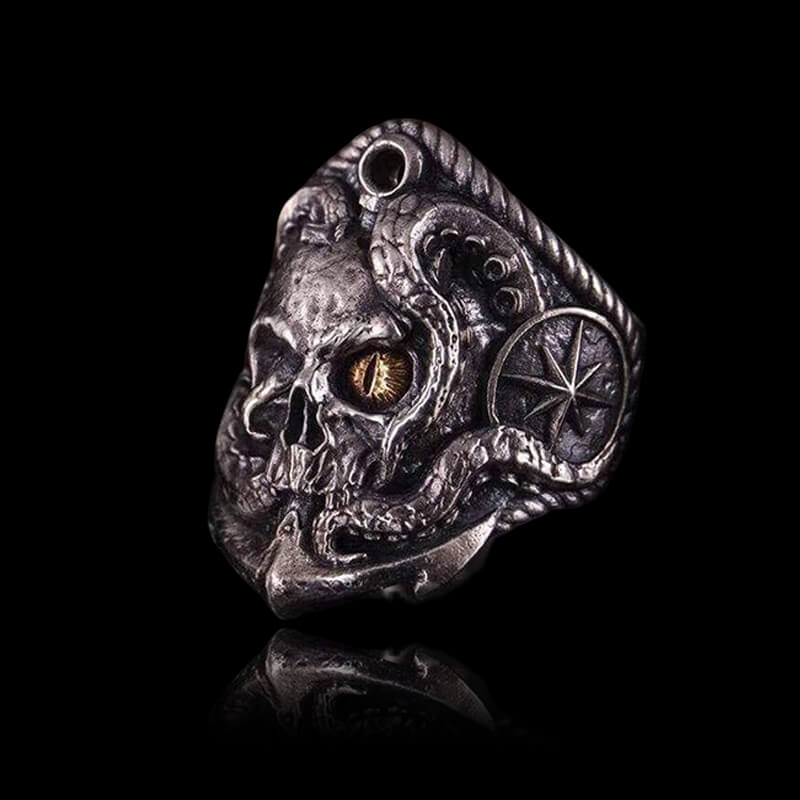 Pirate Anchor 925 Sterling Silver Skull Ring
