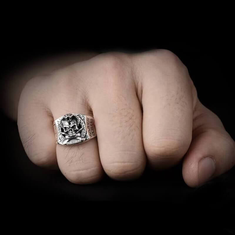 Pirate Coiled Snake 925 Sterling Silver Skull Ring