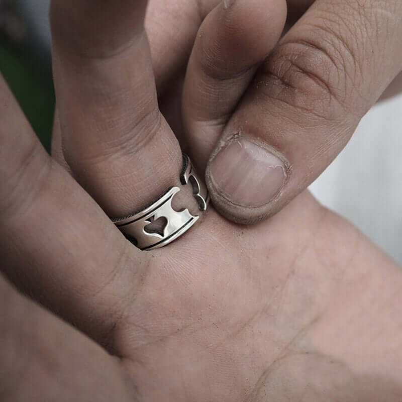 Playing Card 925 Sterling Silver Hollow Ring 02 | RoyalLuster.com