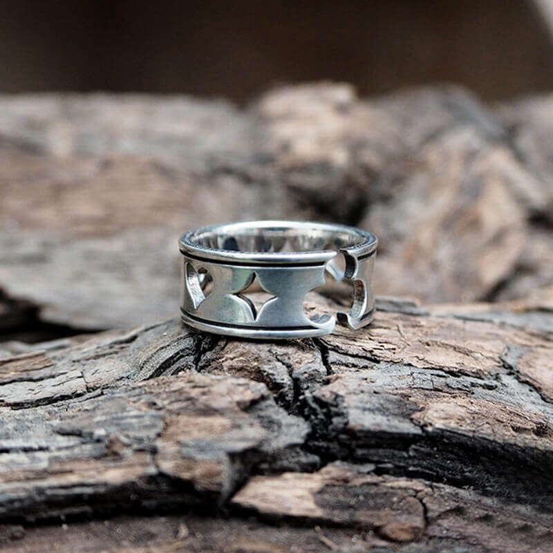 Playing Card 925 Sterling Silver Hollow Ring 03 | RoyalLuster.com