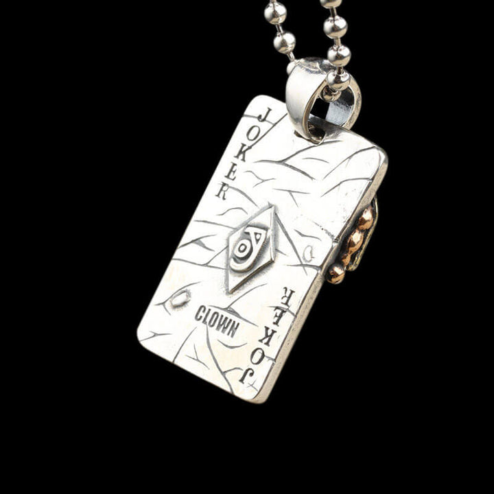 Poker Joker 925 Sterling Silver Skull Pendant