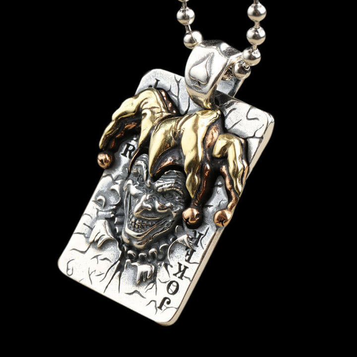 Poker Joker 925 Sterling Silver Skull Pendant