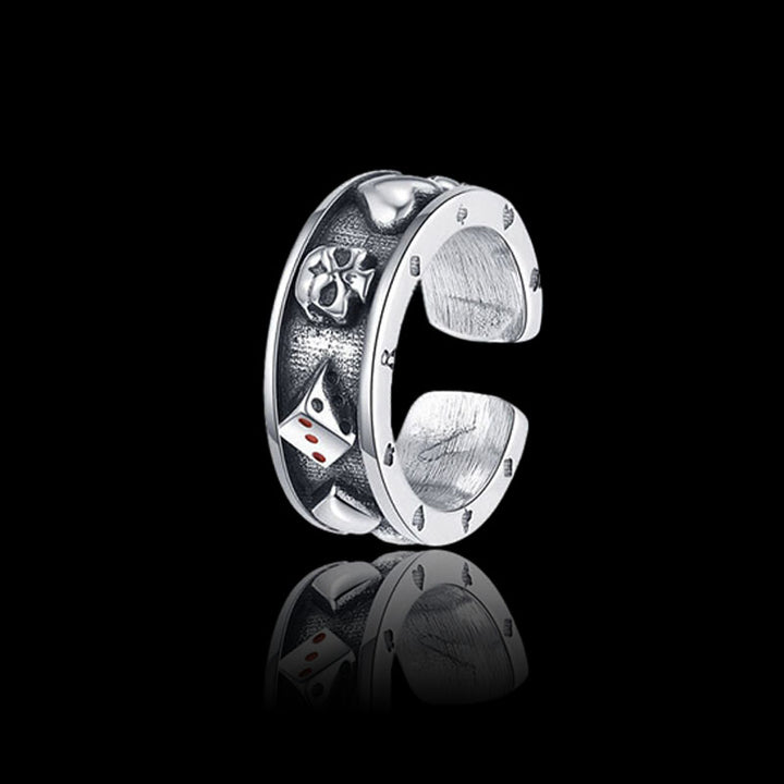 Poker Skull 925 Sterling Silver Punk Ear Cuffs