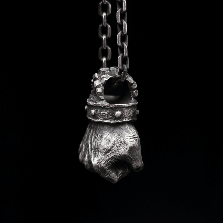 Powerful Fist of Fate 925 Sterling Silver Brass Pendant