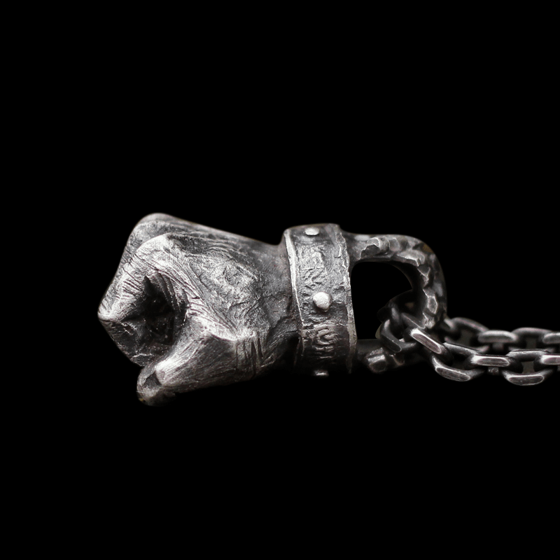 Powerful Fist of Fate 925 Sterling Silver Brass Pendant