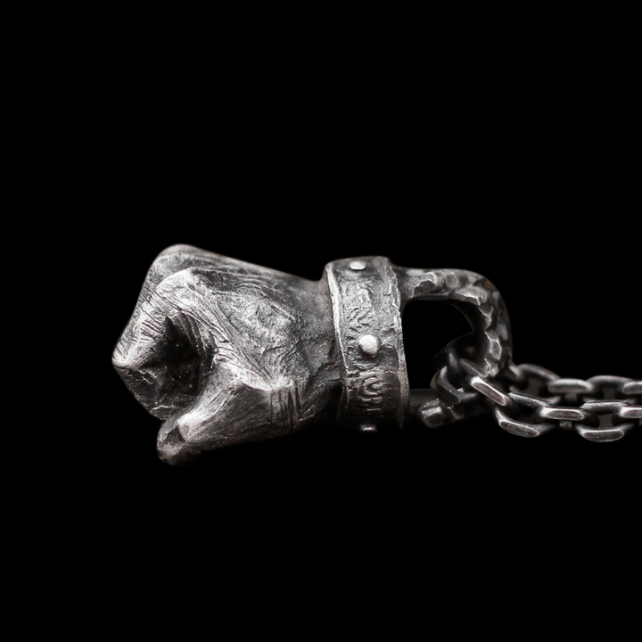 Powerful Fist of Fate 925 Sterling Silver Brass Pendant