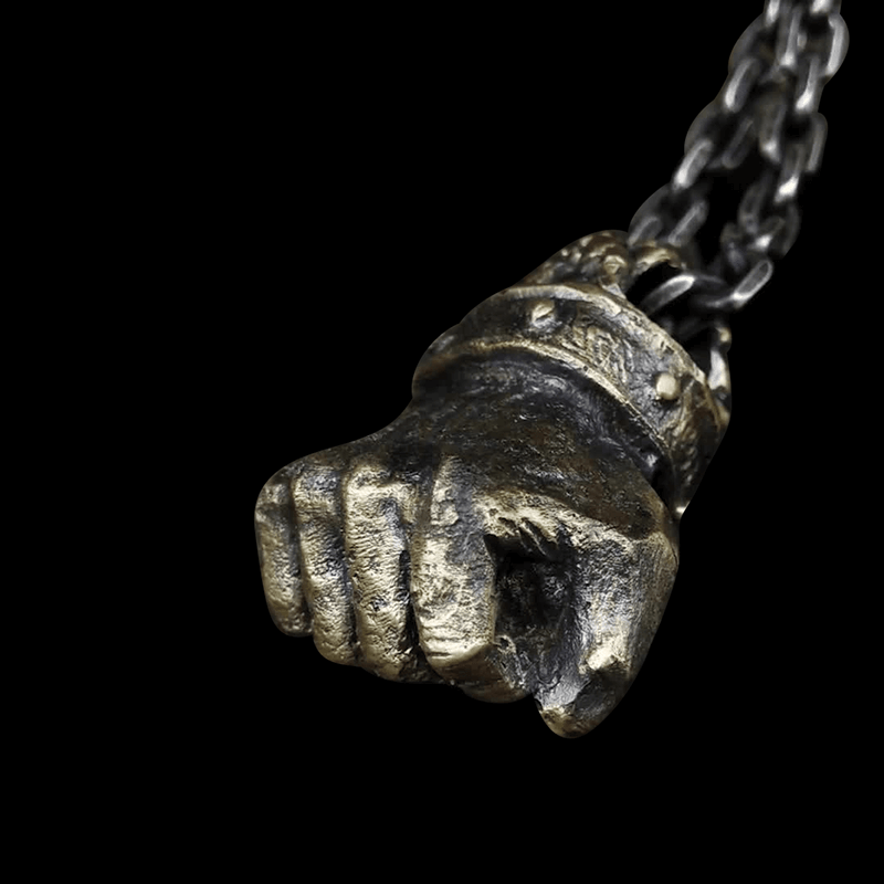 Powerful Fist of Fate 925 Sterling Silver Brass Pendant