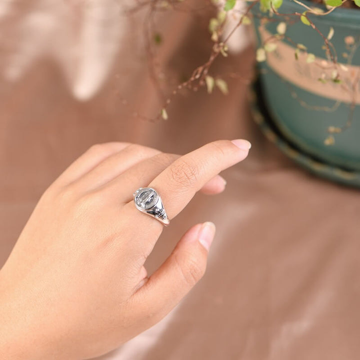 Praying Hands Cross 925 Sterling Silver Open Ring 02 | RoyalLuster.com