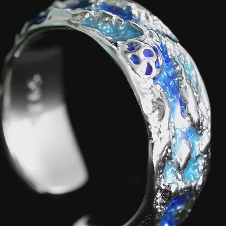 Enameled Drip 925 Sterling Silver Open Ring 04 | RoyalLuster.com