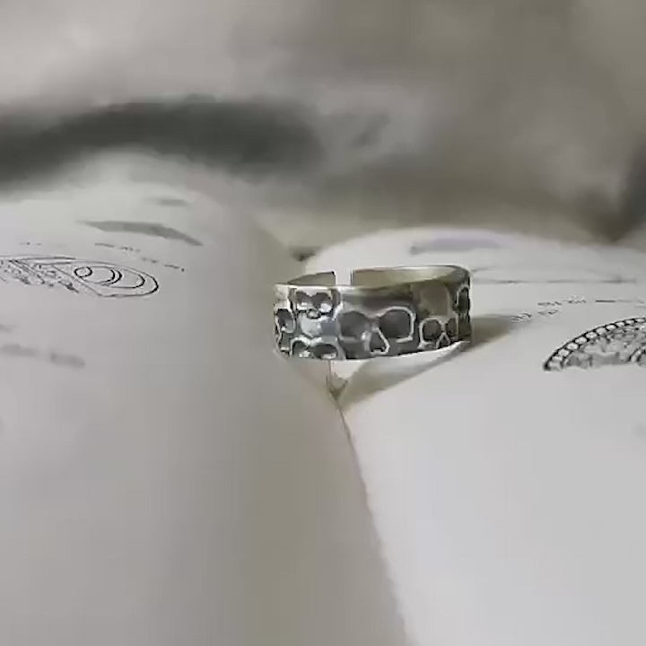 Skull Pattern 925 Sterling Silver Open Ring 05 | RoyalLuster.com