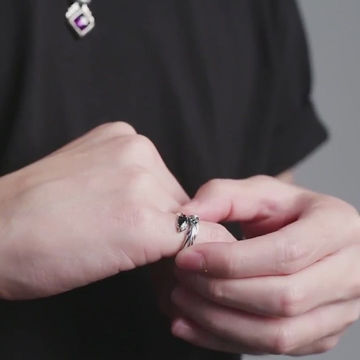Vintage Devil Onyx 925 Sterling Silver Open Ring 04 | RoyalLuster.com