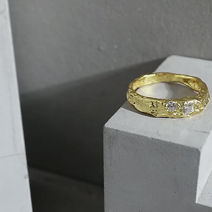 Geometric Tin Foil Textured 925 Sterling Silver Ring 05 | RoyalLuster.com
