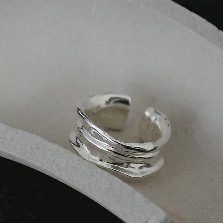 Minimalist Irregular 925 Sterling Silver Open Ring 05 | RoyalLuster.com