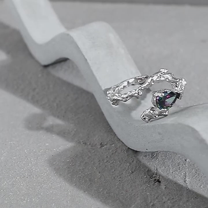 Lava Texture 925 Sterling Silver Open Ring 05 | RoyalLuster.com