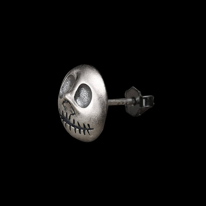 Pumpkin Prince 925 Sterling Silver Skull Stud Earrings