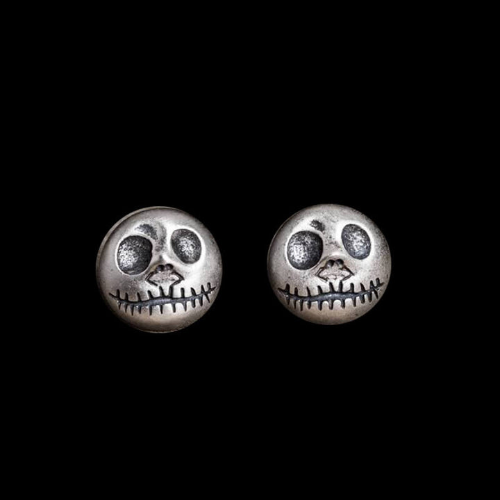 Pumpkin Prince 925 Sterling Silver Skull Stud Earrings
