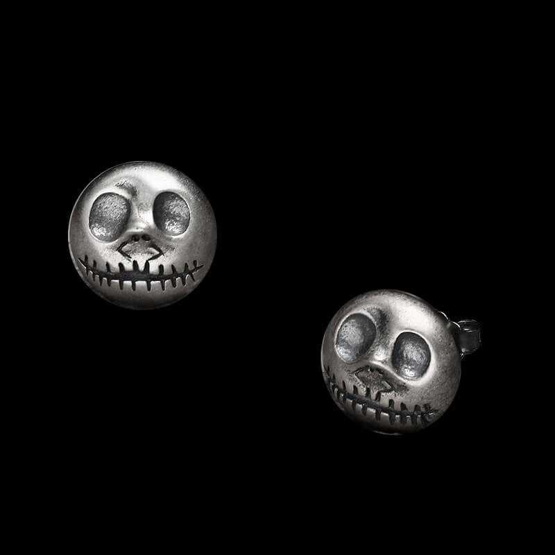 Pumpkin Prince 925 Sterling Silver Skull Stud Earrings