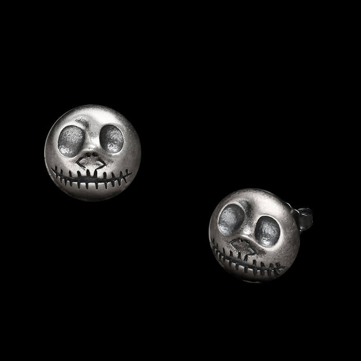 Pumpkin Prince 925 Sterling Silver Skull Stud Earrings