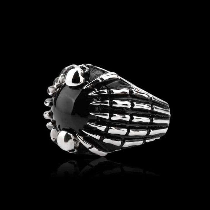 Punk Skull Hand Bone 925 Sterling Silver Ring 01 | RoyalLuster.com