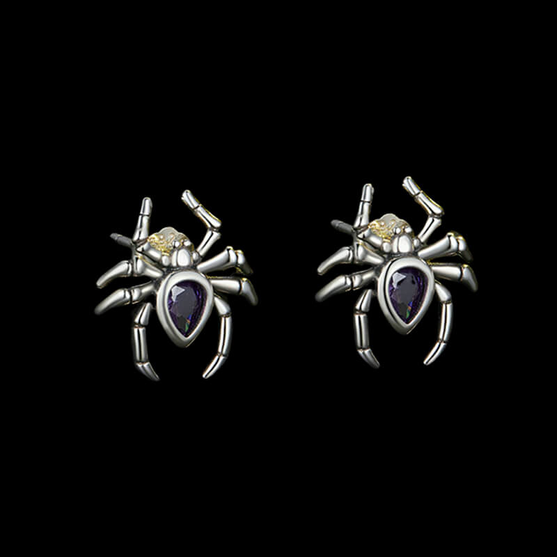 Punk Spider 925 Sterling Silver Earrings 03 | RoyalLuster.com