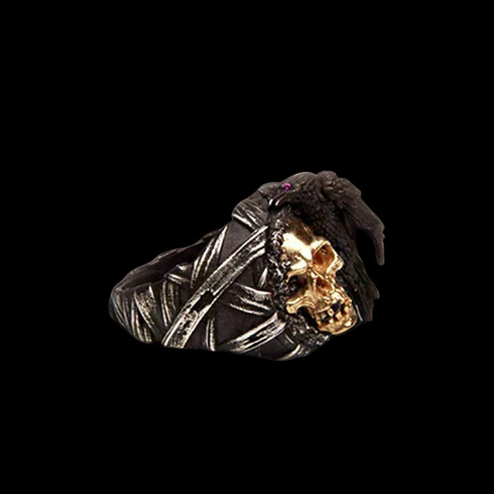 Raven Skull Crown 925 Sterling Silver Ring