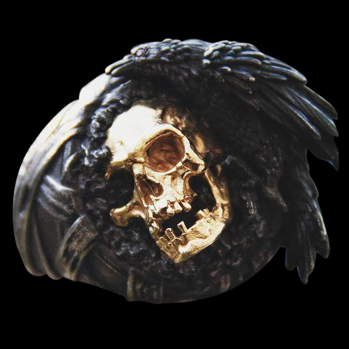 Raven Skull Crown 925 Sterling Silver Ring