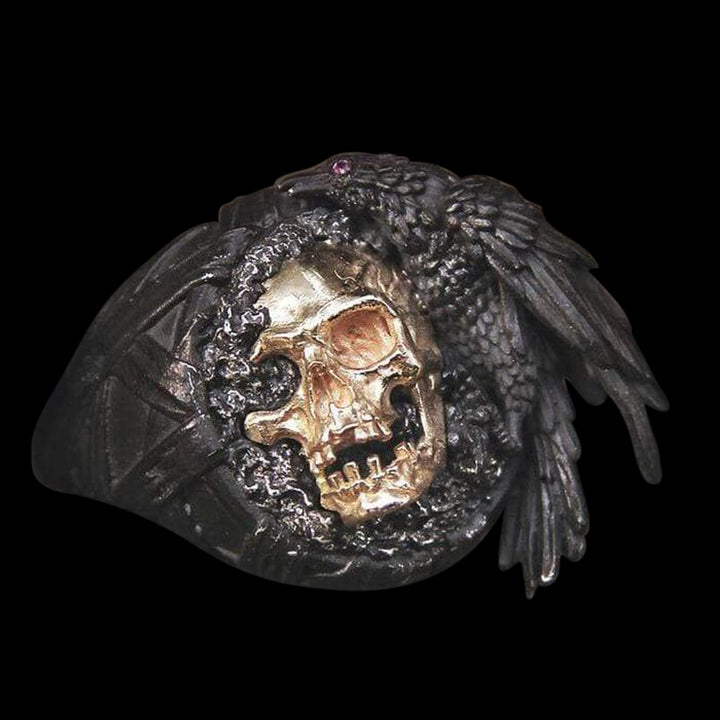 Raven Skull Crown 925 Sterling Silver Ring
