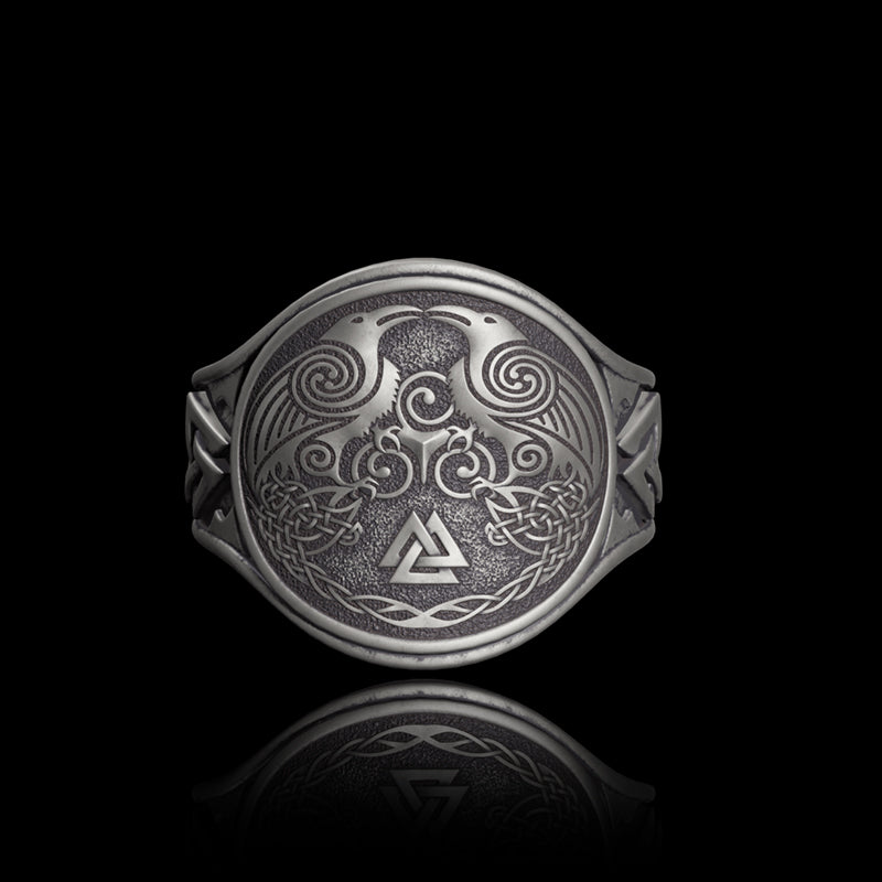 Ravens Valknut 925 Sterling Silver Viking Ring