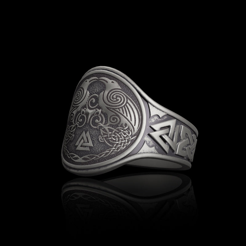 Ravens Valknut 925 Sterling Silver Viking Ring