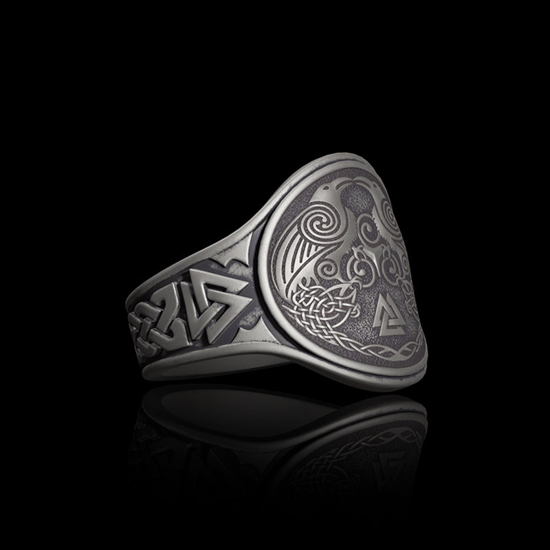 Ravens Valknut 925 Sterling Silver Viking Ring