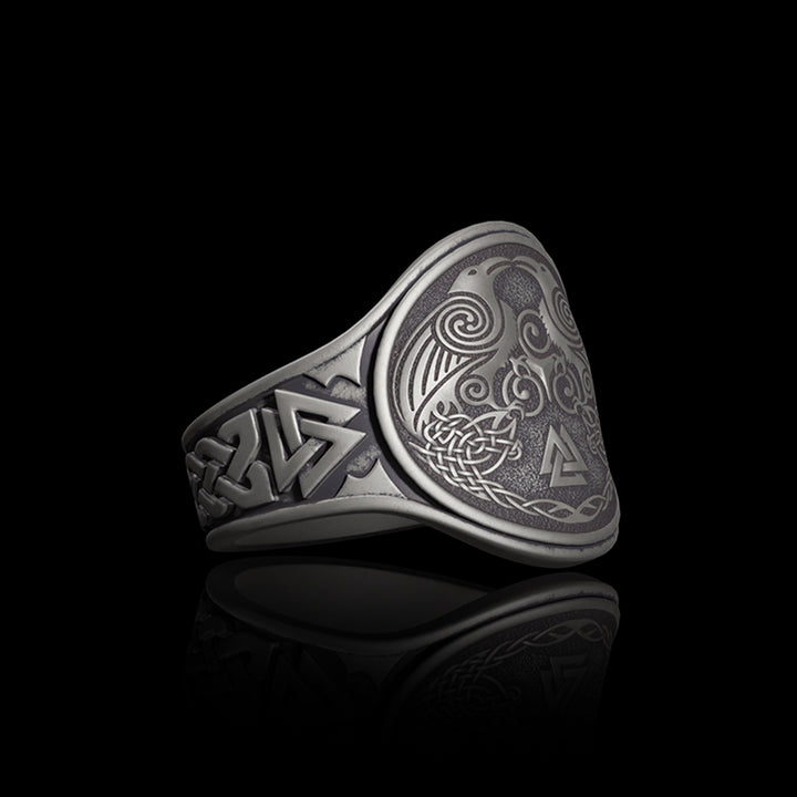 Ravens Valknut 925 Sterling Silver Viking Ring