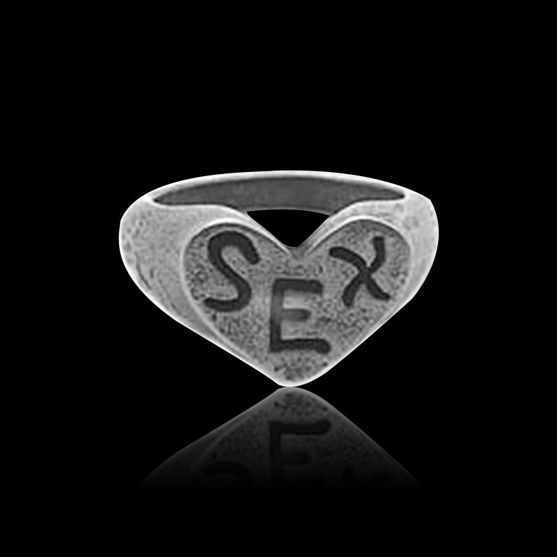 Retro SEX Heart 925 Sterling Silver Ring 01 | RoyalLuster.com