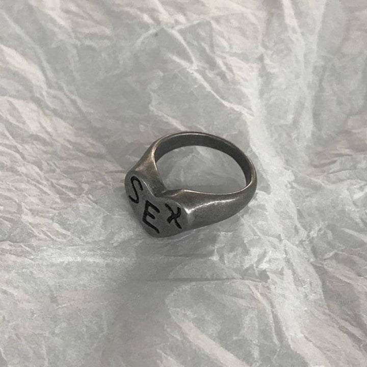Retro SEX Heart 925 Sterling Silver Ring 03 | RoyalLuster.com