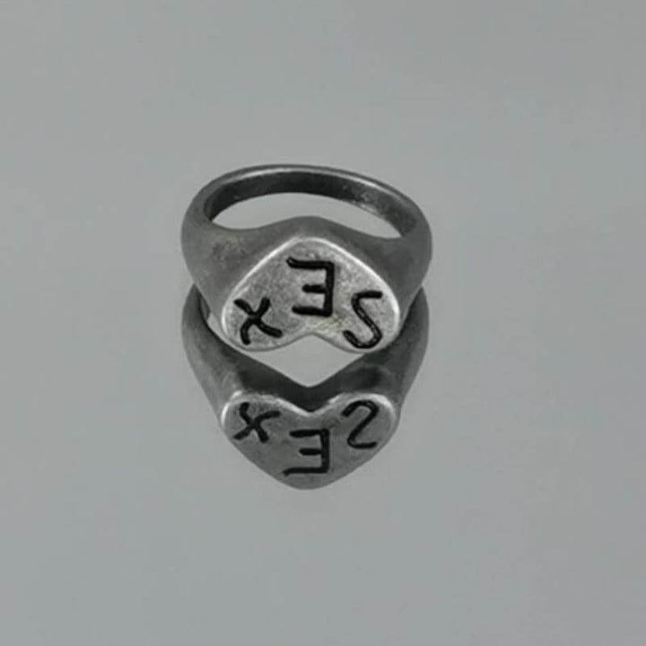 Retro SEX Heart 925 Sterling Silver Ring 05 | RoyalLuster.com