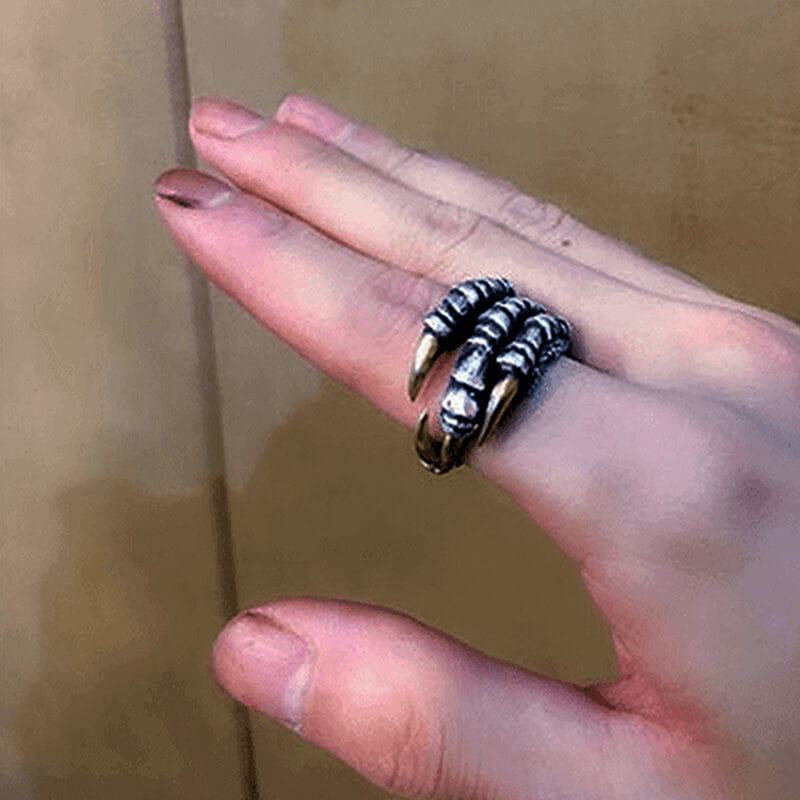Retro Dragon Claw Brass 925 Sterling Silver Ring