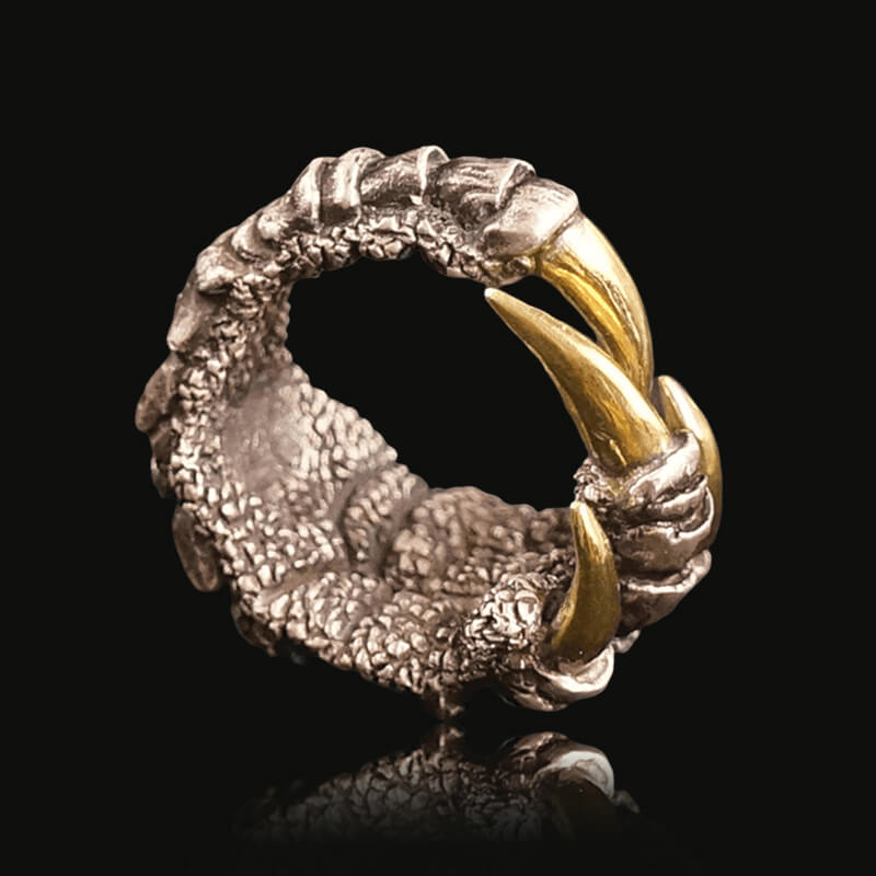 Retro Dragon Claw Brass 925 Sterling Silver Ring