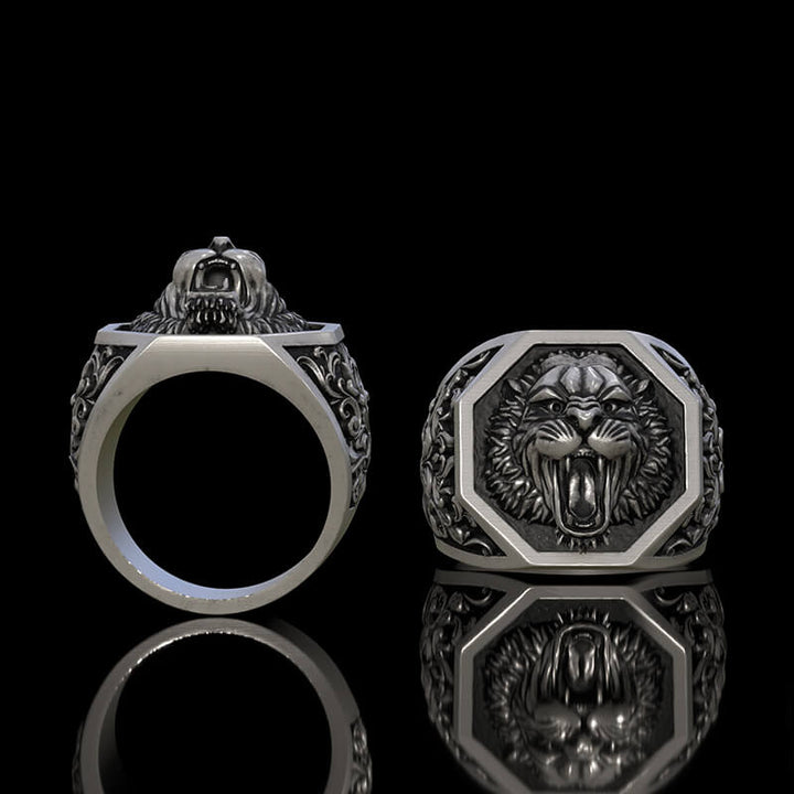 Roaring Lion 925 Sterling Silver Animal Ring